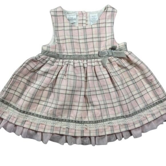 Koala Kids 18M Plaid Dress Baby Pink Gray Checkered Sleeveless Tulle Layer - Picture 1 of 12